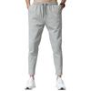 Men Pants with Reinforced Pockets Waist Drawstring Design Casual Solid Color Trousers Summer Straight Leg Pants