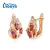 LSOOYH Clip Earrings Rose Gold Color Fashion Earring For Women Cubic Zirconia Hollow Stud Earrings Jewelry