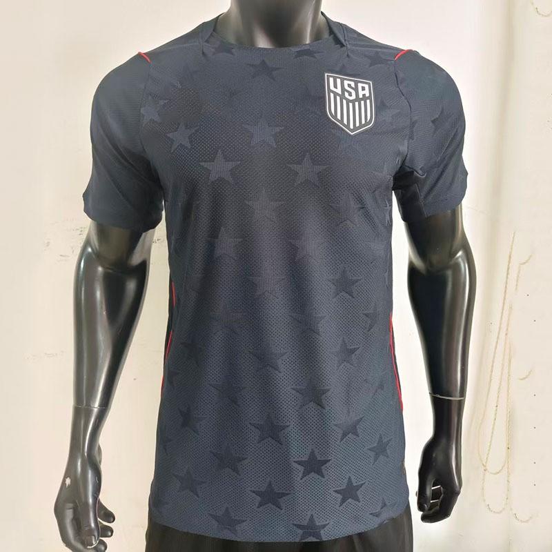 Mens Short Sleeve Soccer Jersey USA Away Kit Bamboo Fiber Performance Uniform Adult Football Training Match