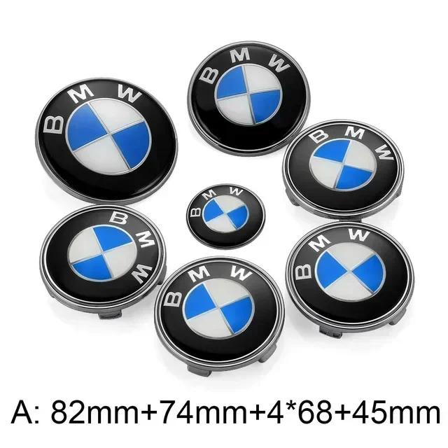 BAFS3 For BMW 2025 Hot 7pcs Car Front Emblem Rear Badge Wheel Hub Cap Sticker for E46 E90 E60 F10 F11 F20 F30 F34 F01 G20 G21 G31 G38