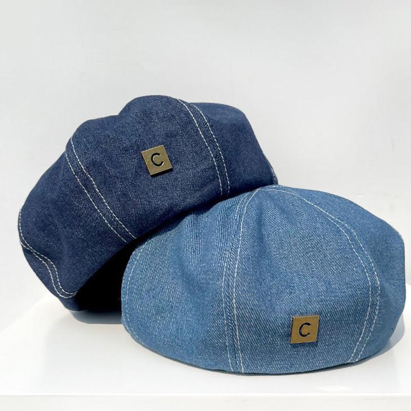 Темпераментный берет, шляпа для женщин, осенние новые хлопковые джинсовые береты большого размера, модная шляпа художника, шапки с чешуйчатыми облаками, шляпа с тыквой