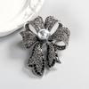 Corsage Ornament Bow Brooch French Style Black Brooch Fully-rhinestone Pin Banquet