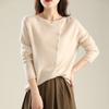 Spring and Autumn New Knitted Sweater Single-breasted Cardigan Women's Low Round Neck Thin Knitted Outer Cover