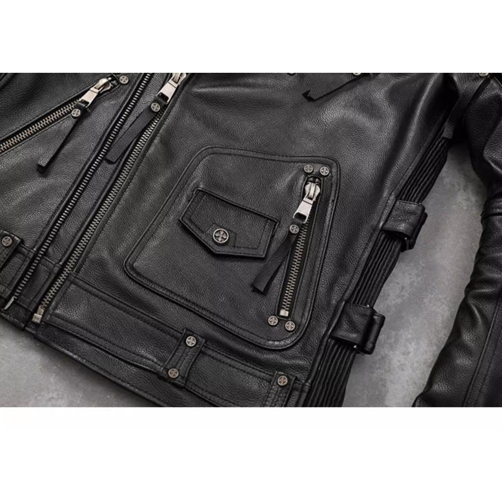 Китайский размер мотоциклетная куртка из натуральной воловьей кожи мужская тонкая куртка из телячьей кожи ретро куртка мужская байкерская одежда для езды на мотоцикле