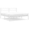 Metal Bed Frame with Headboard White 160x200 cm