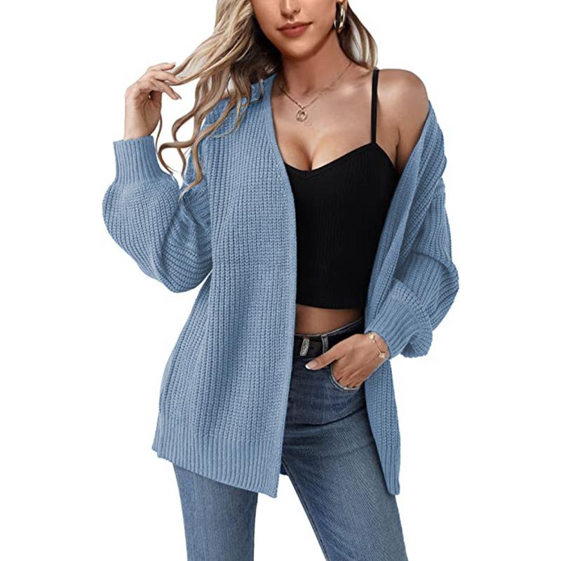 INDFS Женская мода Повседневный Осень Зима Однотонный Принт Длинный Рукав V-образный Вырез Свитера