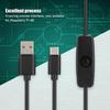 Прочный кабель для зарядки Type C на USB 5V 3A, 1M / 3.3ft, с кнопкой включения/выключения, кабель питания Type C для Raspberry Pi 4B