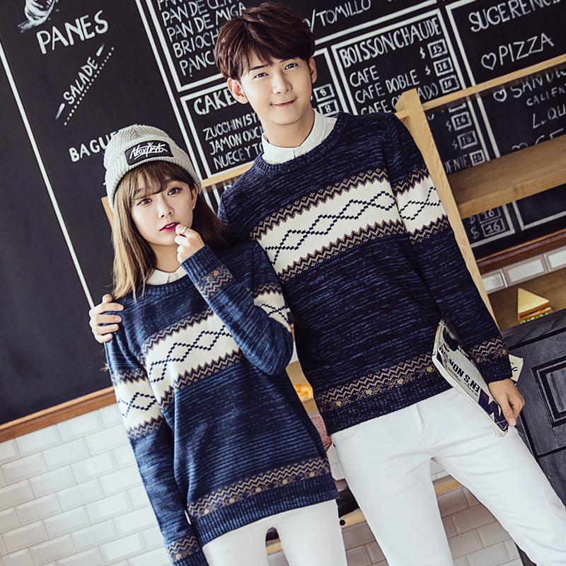 Осенне-зимний модный стильный свитер для мужчин, красивый с круглым вырезом, облегающий пуловер, женский свитер для пары