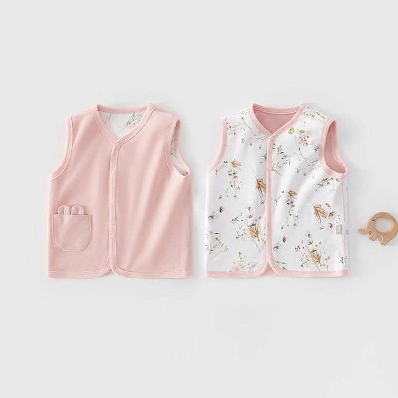 Reversible Newborn Cotton Vest: Double-Layer, Sleeveless, Spring/Autumn Style