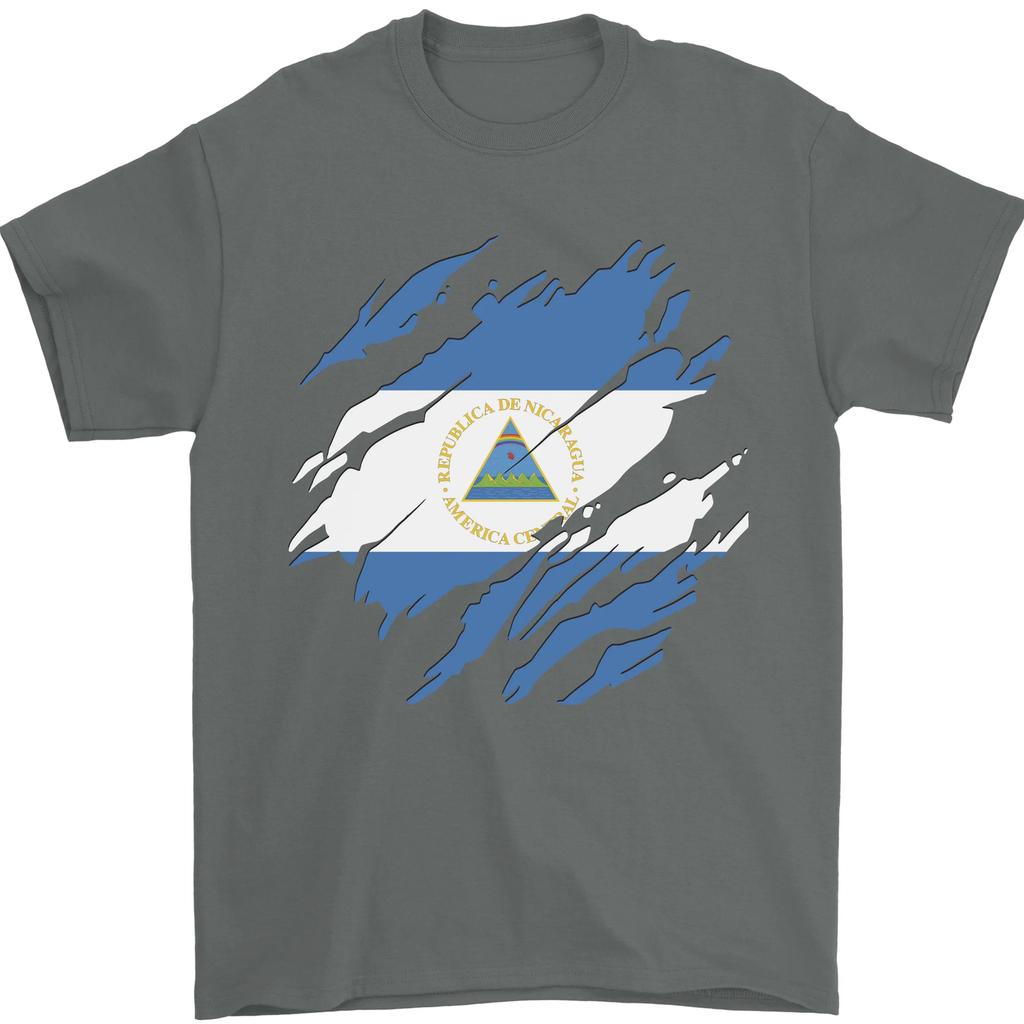 Unisex shirt Cotton Oversize Large Size Torn Nicaragua Flag Nicaraguan Day Football Mens T-Shirt