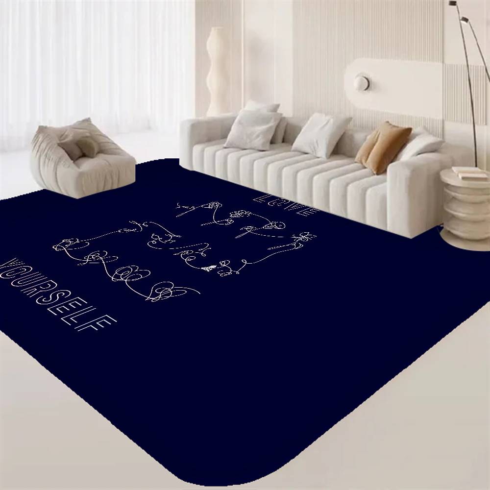 Love Yourself Flower Kpop Floor Mat INS Style Soft Bedroom Floor House Laundry Room Mat Anti-skid Household Carpets