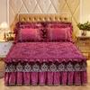 Однотонный бархатный стеганый покрывало на кровать King Size, утолщенное плюшевое, защитная накидка-юбка для кровати, мягкое, комфортное