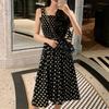 Fashion Women Loose None Sleeve Polka Dot Shouldder Plus Size Casual Dress