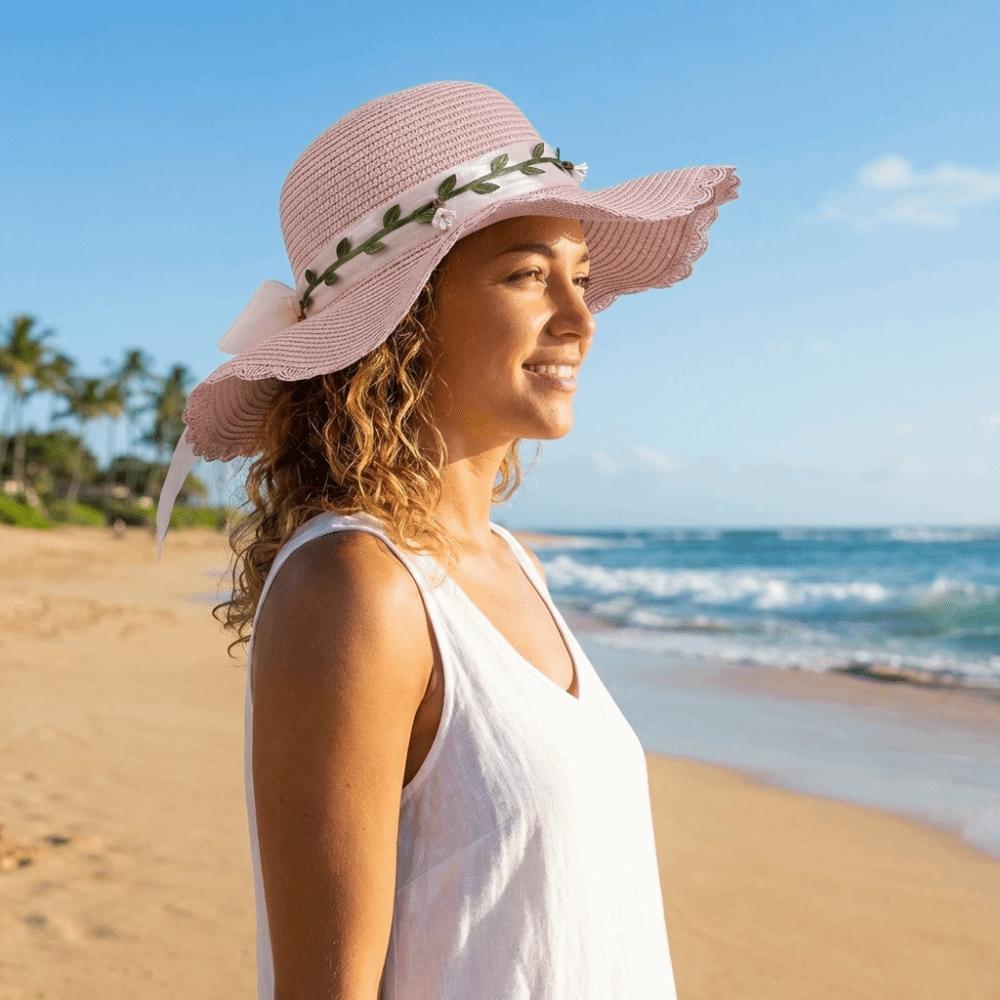 Colorful Weave Hat Wide Brim Women's Sun Hat Fashion Bow Straw Hat Travel