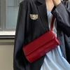 Vintage PU Leather Crossbody Bag Women's Underarm Bag Female Simple Red Flap Bag New Korean Fashion