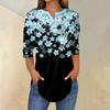 Женские топы с рукавами 3/4, летние футболки с цветочным принтом и V-образным вырезом, повседневные базовые футболки с пуговицами, туники