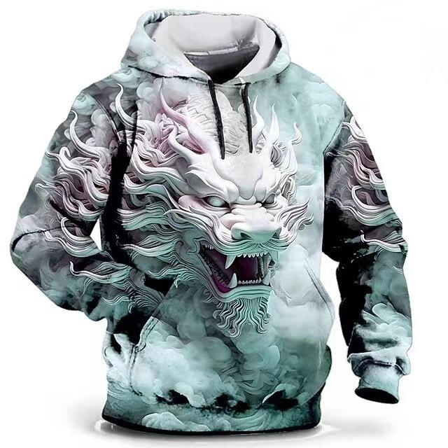 Мужская толстовка с капюшоном «Дракон» с 3D-принтом, толстовки с 3D-эффектом, пуловеры