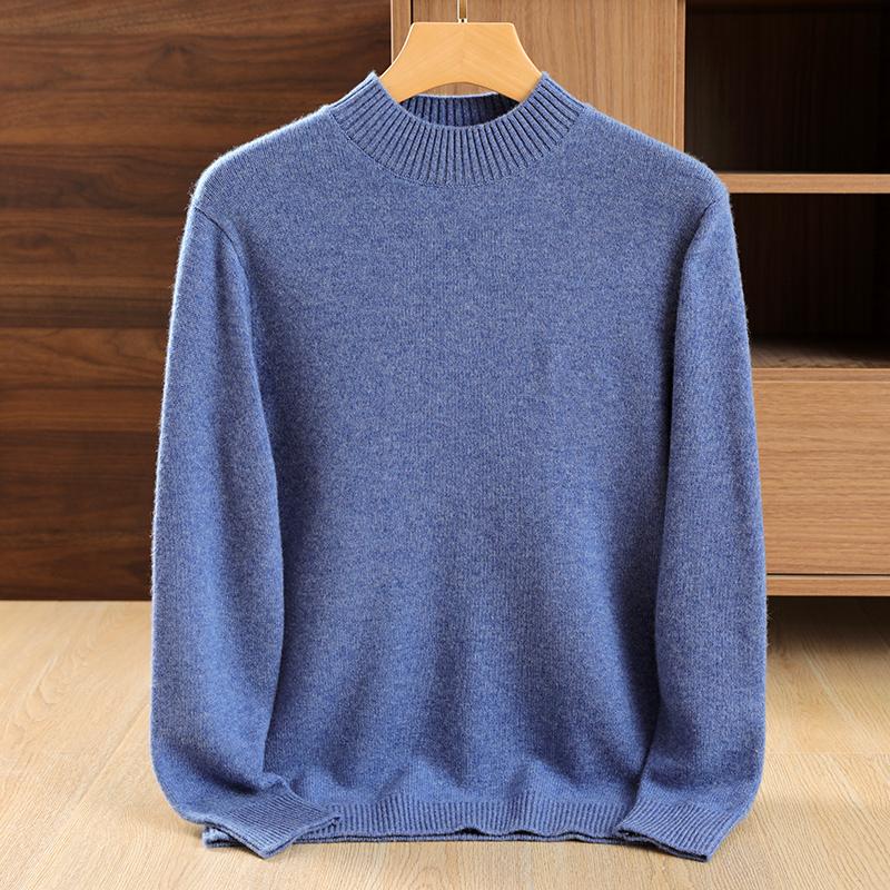 Men's Half Turtleneck Thickened Cashmere Sweater Qinghe Cashmere 30% Cashmere 70% Wool Men's Autumn and Winter Cashmere Soft and Warm
