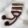 New Bag Hat Cute Color Matching Striped Letter Plush Ear Hat Warm and Versatile