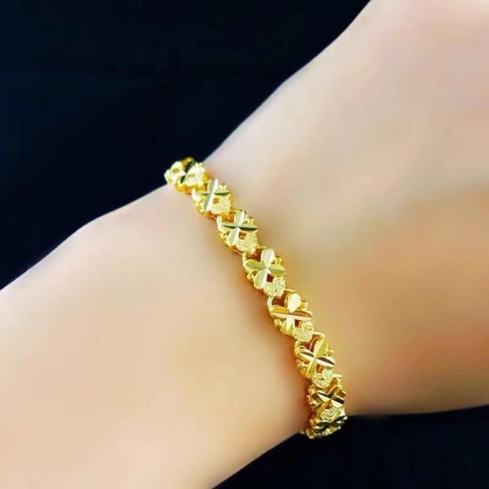 Zinc Zinc Alloy Golden Bracelet Flower Chinese Style Bangles Fashionable Hollow Bracelet  Ladies