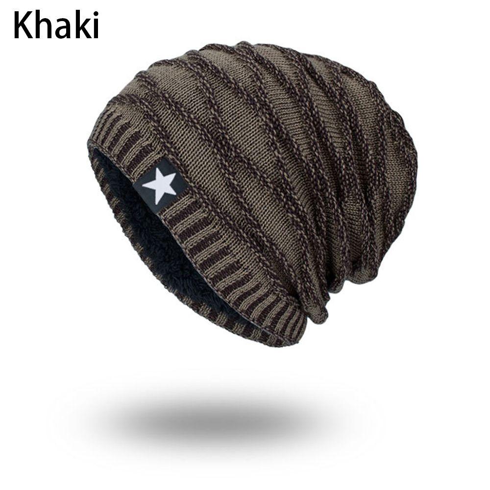 Женская и мужская шапка-бини с флисовой подкладкой, зимняя теплая вязаная шапка, шапка-чулок