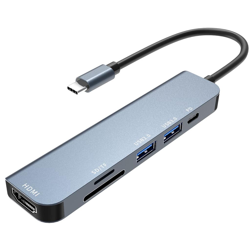 USB C Хаб 6 в 1 Адаптер Type C Расширение USB HDMI Зарядка PD 100 Вт Высокая скорость Слот для карты Расширение Док Высокоскоростная передача данных Совместим с