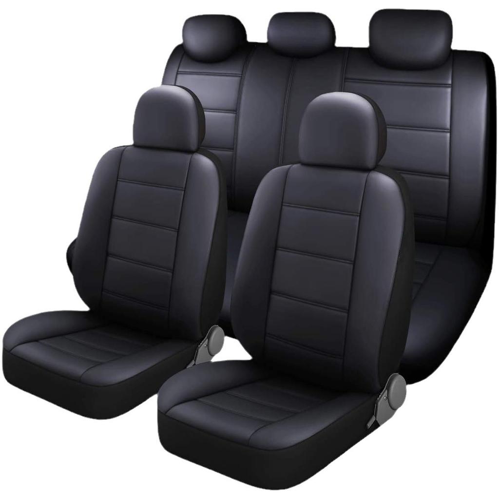 Роскошные универсальные чехлы для автомобильных сидений из искусственной кожи, аксессуары для интерьера, полный комплект, черные чехлы для автомобильных сидений, защитные чехлы для автомобильных сидений