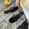 Flip-flops Women's Summer Wear 2025 New Toe Square Kitten and French Internet Celebrity Medium Heel Sandals Half Tray