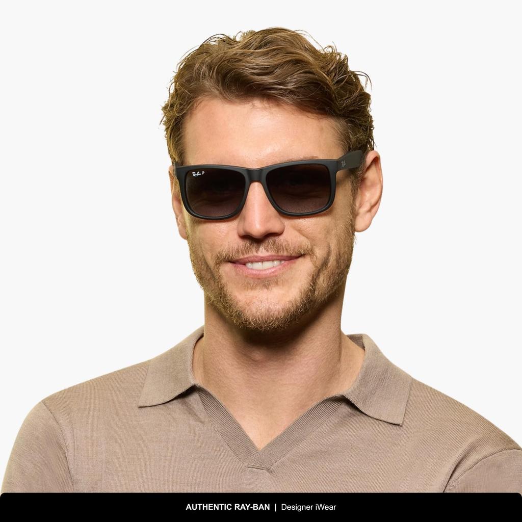 Ray-Ban Солнцезащитные очки Justin RB4165F 865/87 55 Asian Fit с поляризацией Матовый Резиновый Гавана Серые Линзы Импорт из Японии Оригинальные