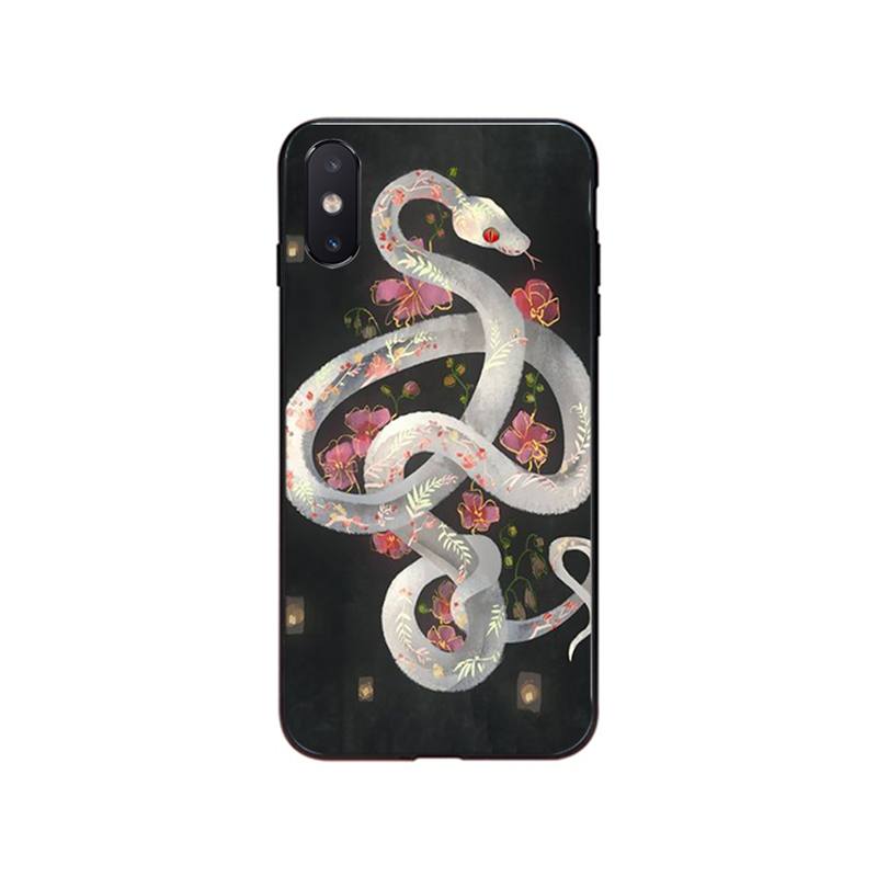 Чехол для телефона с изображением змеи и цветка для iPhone 13 12 11 Pro Max 13 12mini XS MAX X XR SE2 8 7 Plus