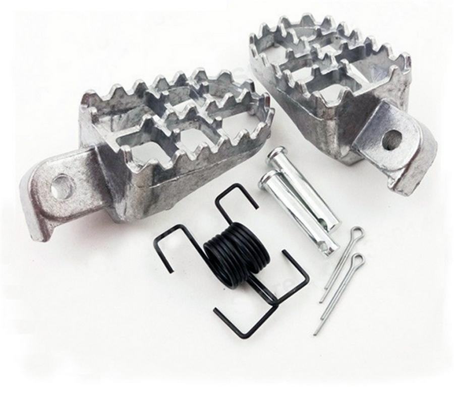 Aluminum Motorcycle Wide Fat Foot Pegs Footrest Pedal Silver For Dirt Bike 8mm