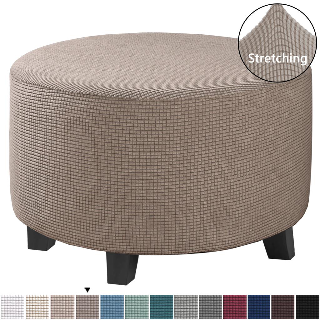 Ottoman Cover Stretch Ottoman Slipcover Round Ottoman Storage Cover Folding Stool Covers for Footrest Ottoman Fit Dia  20"-41" Removable Washable