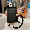 Кошелек Держатель для карт Силиконовый слот Ремешок Чехол для телефона для IPhone 17 Air 17E 16E 15 14 Plus 13 12 11 Pro Max Обложка с ремешком на запястье