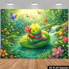 2D Цветной Баннер-Фон с Гусеницей, Милый Лесной Фон с Водопадом для Фотосессии на День Рождения Ребенка
