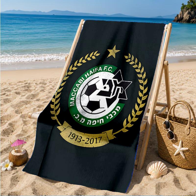 Maccabi Football Club Printed Microfiber Beach Towel, Soft And Absorbent, Quick-Dry, Ideal for Summer Travel, Beach Essential, Swimming Pool