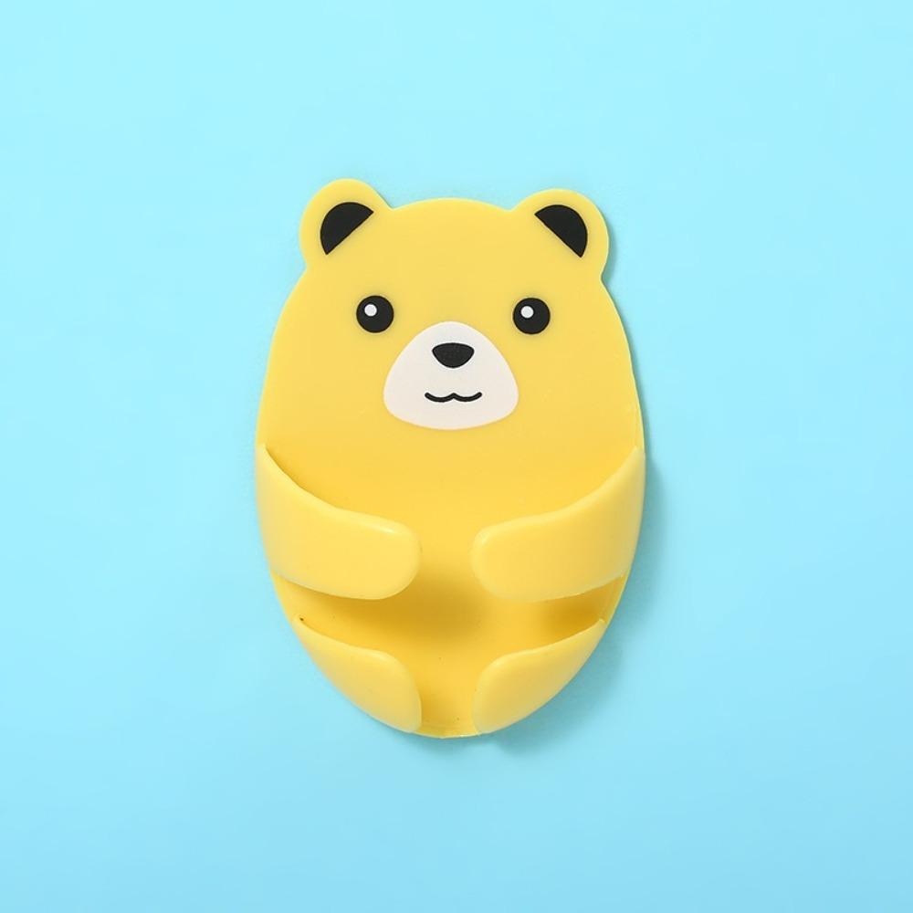 Мультяшный самоклеящийся настенный крючок для хранения без пробивания отверстий, многоцелевой держатель для вилок в виде медведя, органайзер для кабелей, ванная комната