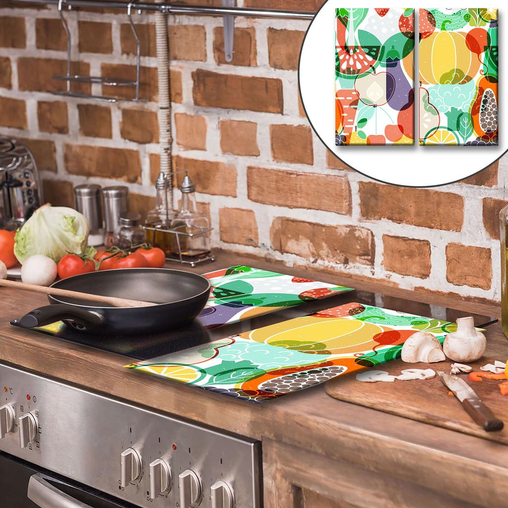 GLASS CUTTING BOARD 2x 30x52 FRUIT
