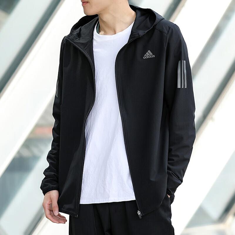 adidas Тканый спортивный топ с капюшоном Куртка Черный Мужской CY5776