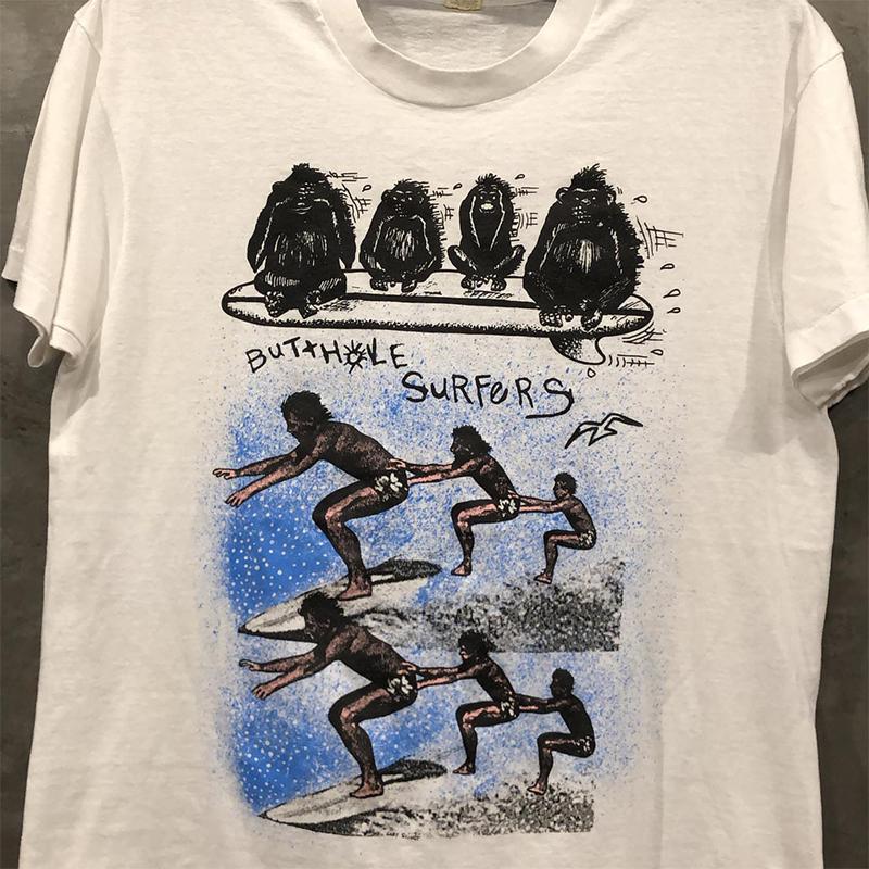 Butthole Surfers Европейская и американская психоделическая рок-группа Футболка с коротким рукавом Американский винтаж Хай-стрит Ретро Мужская футболка