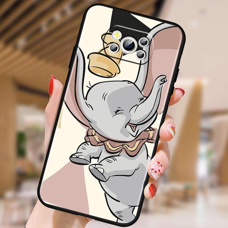 Cute Dumbo Cartoon For Xiaomi Mi Poco F5 F4 F3 F2 X5 X4 X3 M6 M5 M5S M4 M3 C40 Pro GT NFC 5G Black Cover Phone Case