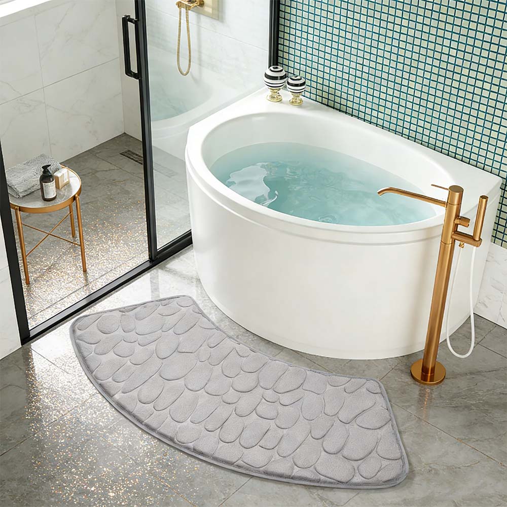Super Absorbent Arc-Shaped Bath Mat Coral Velvet Bathroom Rug Floor Mat Quick Drying Machine Washable Home Hotel Bathroom Decor