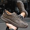 Brand New Fashion Male Sports Shoes Leather Men Casual Light Running Shoes Handsewn Breathable Sneakers Outdoor Leisure Shoes