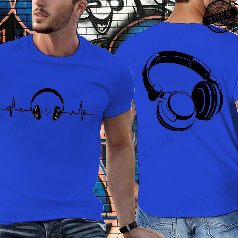 Music Dj Fashion T Shirt Men Women Headphone Music Lover Print Tshirt Short Sleeve Round Neck Men Casual Summer Fashion T-shirt