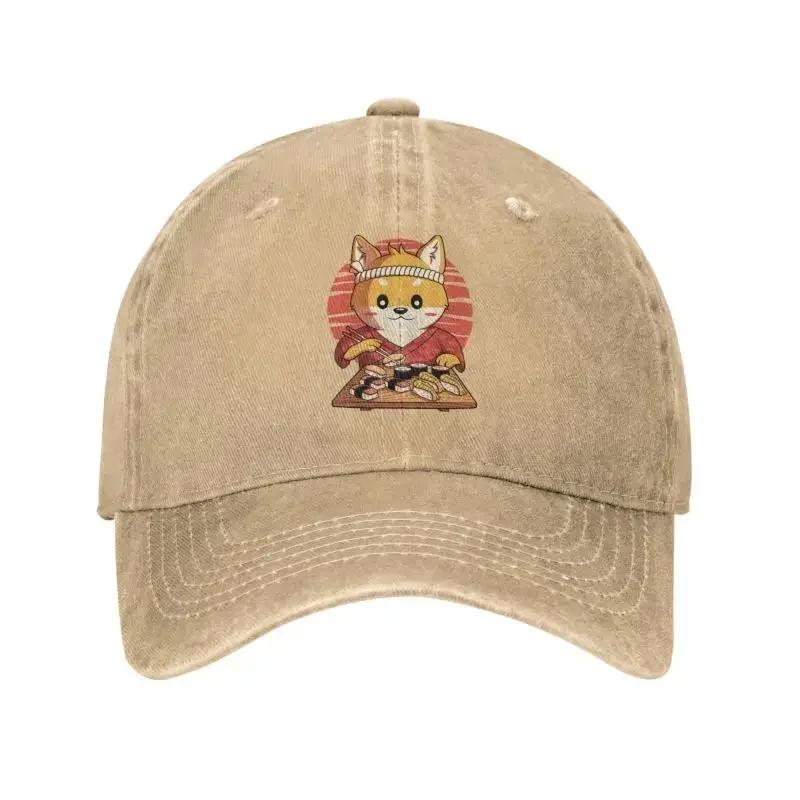 Custom Cotton Kawaii Shiba Inu Dog Baseball Cap for Men Women Breathable Funny Eating Japanese Sushi Anime Dad Hat Sports