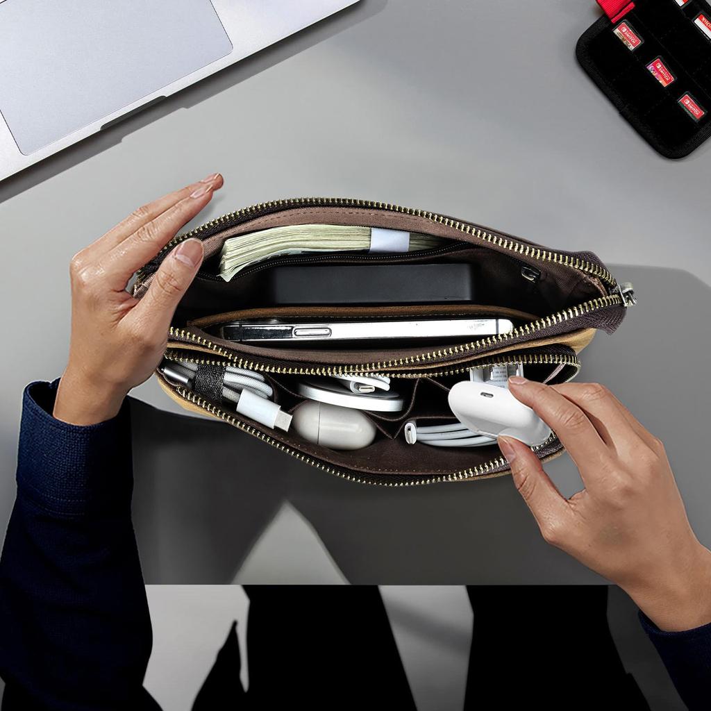 Сумки для хранения цифровых аксессуаров из натуральной кожи, электронный USB-кабель для передачи данных, чехол для наушников, чехол для телефона, гаджетов, сумка-органайзер для путешествий