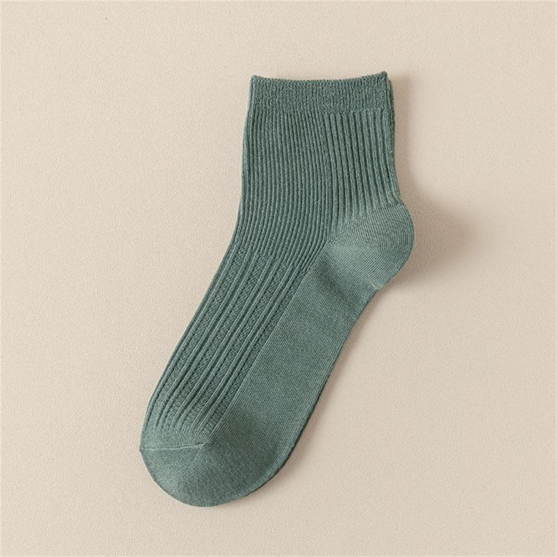 Solid Color Men Sock Spring Autumn Casual Basic Stocking Vertical Stripes Breathable Comfortable Casual Sports Socking