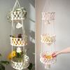 Bohemian Hand-Woven Cotton Rope Hanging Basket with Bamboo Ring