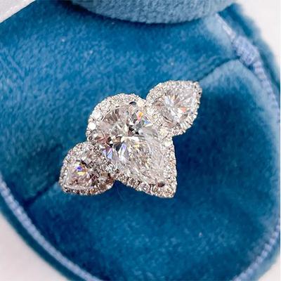Кольца Huitan Pear Cubic Zirconia Crystal для женщин, роскошные модные свадебные аксессуары, темпераментные элегантные женские украшения