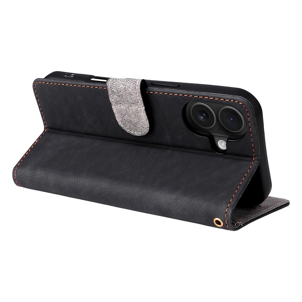For iPhone 17 Case Wallet RFID Blocking PU Leather Phone Cover Stand with Strap