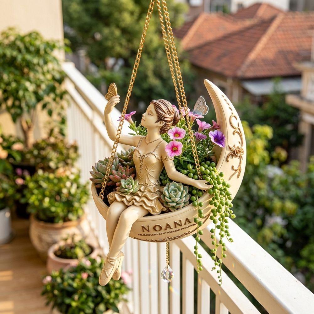 Whimsical Ballet Dancer Hanging Planter Resin Fairy Hanging Plant Basket Home Balcony